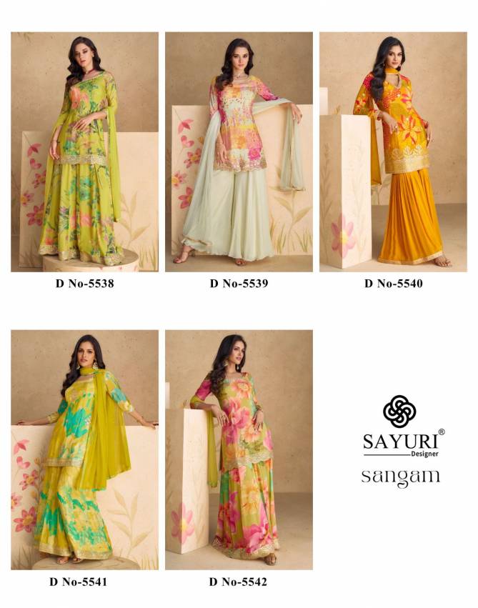 Sangam By Sayuri Chinon Silk Sharara Readymade Suits Wholesale Shop In Surat